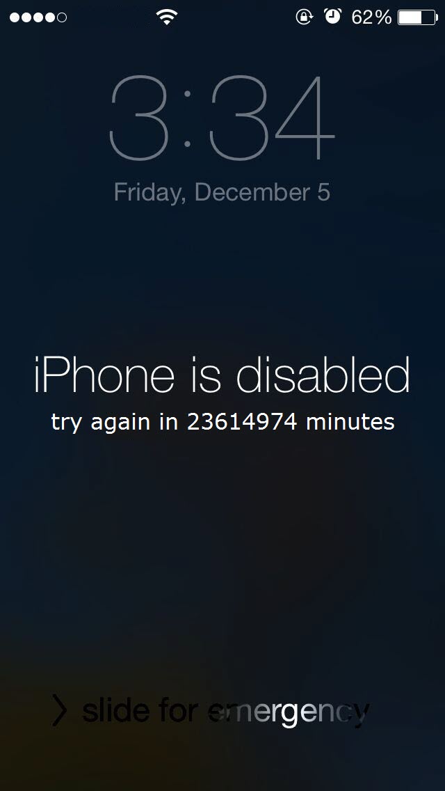 Thời gian iPhone bị vô hiệu hóa